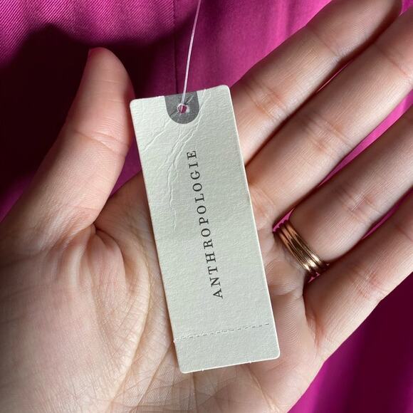 Anthropologie Silky Wide Leg Culottes Pants Cropped Hot Pink Barbie core new‎ - Picture 10 of 12